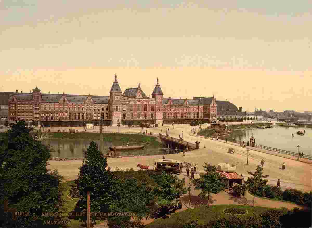 Amsterdam. Central Railway Station, circa 1890