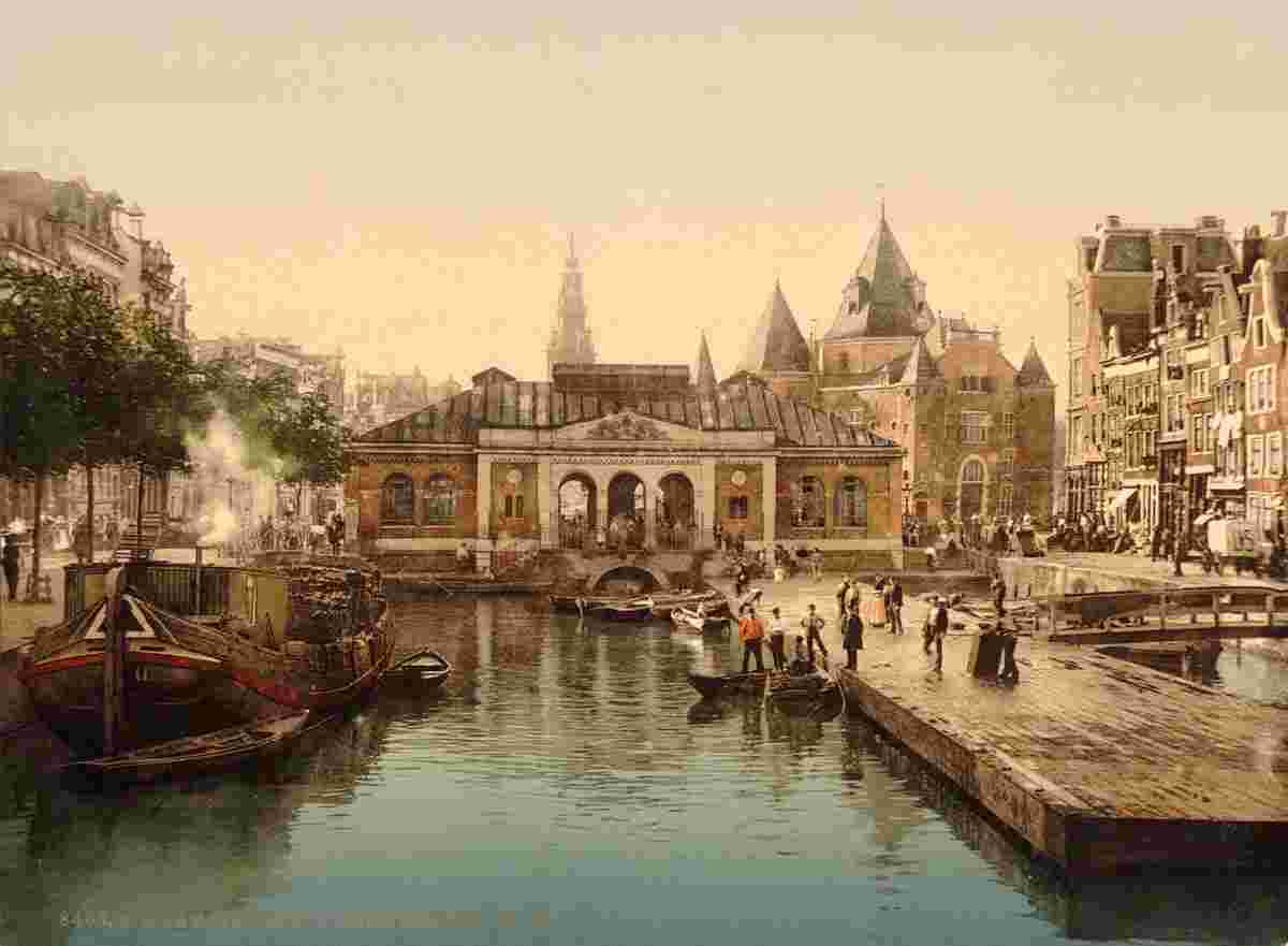 Amsterdam. Fishmarket and bourse, circa 1890