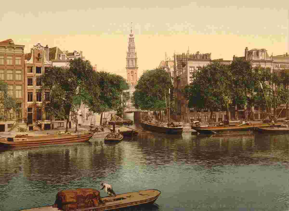 Amsterdam. Green (De Groen) Burgwal canal, circa 1890