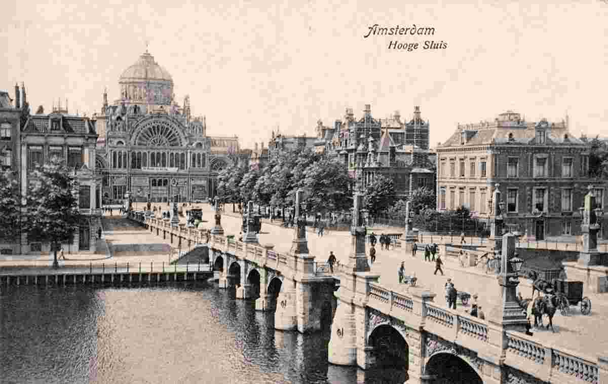 Amsterdam. Hogesluis - monumental double bascule bridge, part of Sarphati street, circa 1910s